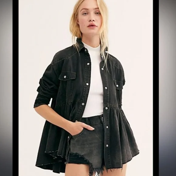 FATE black boho top snap buttons size small - Picture 1 of 7